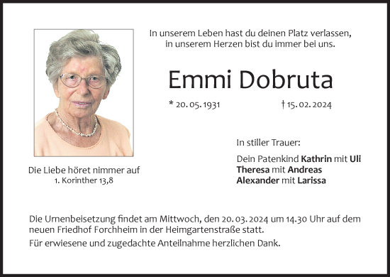 Anzeige von Emmi Dobruta von MGO