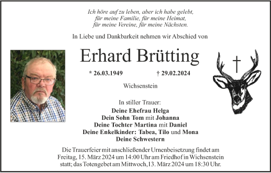 Anzeige von Erhard Brütting von MGO