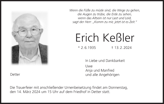 Anzeige von Erich Keßler von MGO
