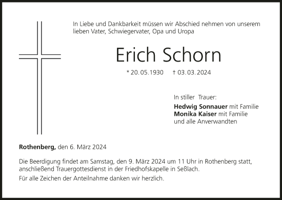 Anzeige von Erich Schorn von MGO