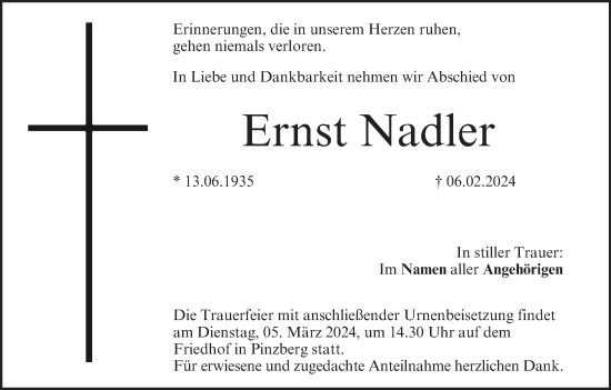 Anzeige von Ernst Nadler von MGO