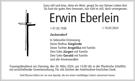 Anzeige von Erwin Eberlein von MGO