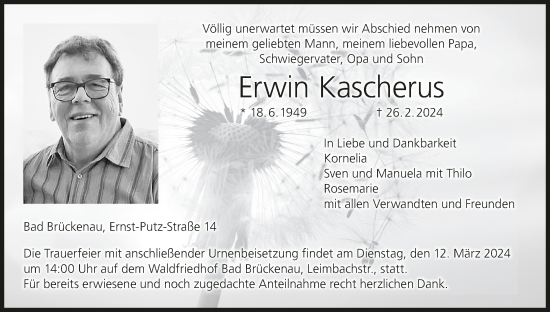 Anzeige von Erwin Kascherus von MGO