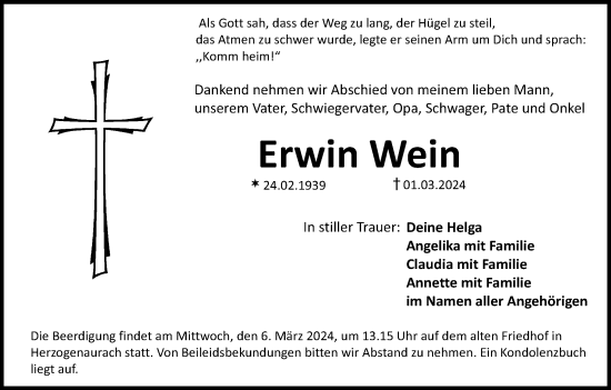 Anzeige von Erwin Wein von MGO