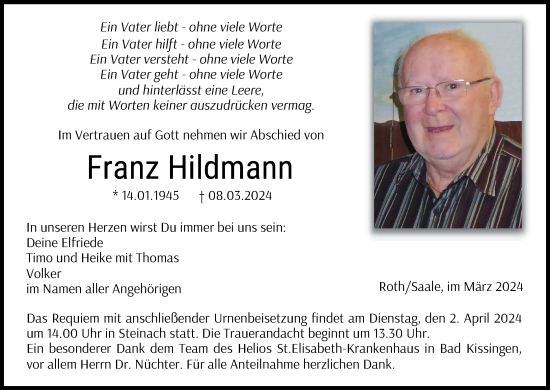 Anzeige von Franz Hildmann von MGO