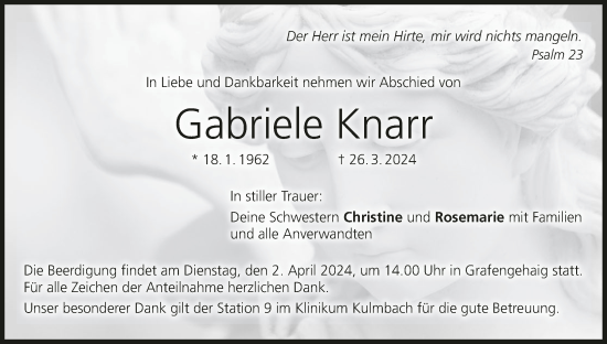 Anzeige von Gabriele Knarr von MGO