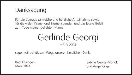 Anzeige von Gerlinde Georgi von MGO
