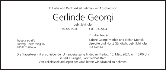 Anzeige von Gerlinde Georgi von MGO