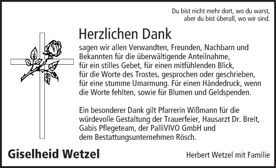 Anzeige von Giselheid Wetzel von MGO