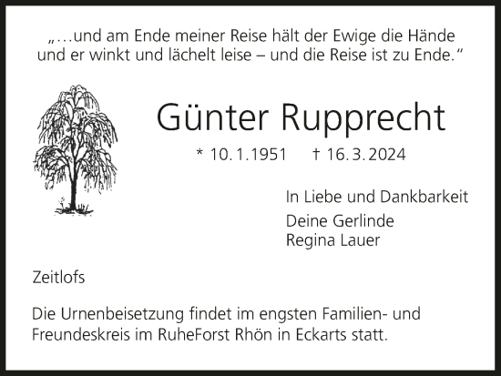 Anzeige von Günter Rupprecht von MGO