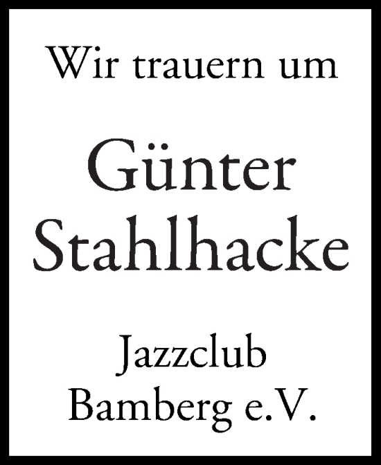 Anzeige von Günter Stahlhacke von MGO
