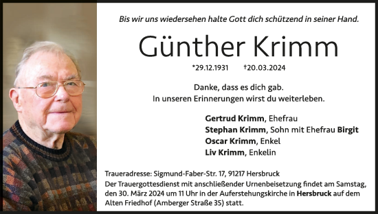 Anzeige von Günther Krimm von MGO