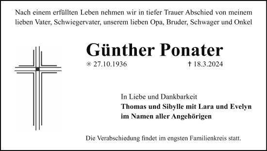 Anzeige von Günther Ponater von MGO