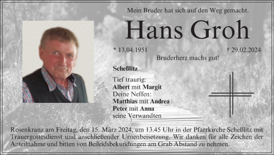 Anzeige von Hans Groh von MGO