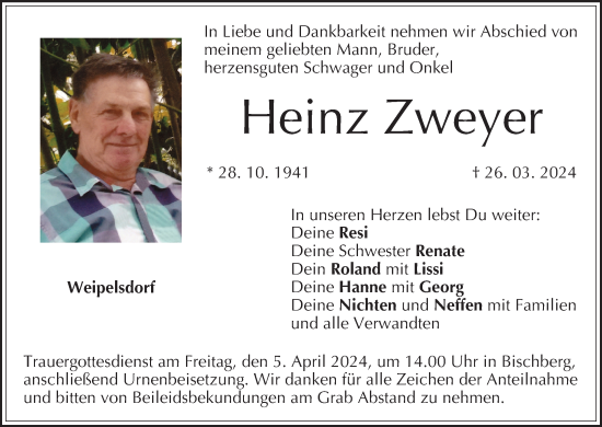 Anzeige von Heinz Zweyer von MGO