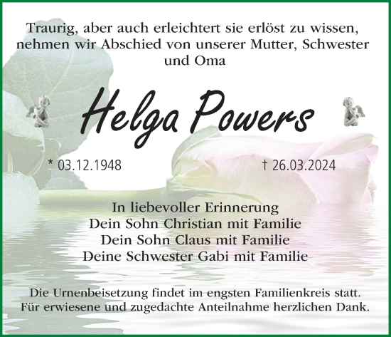 Anzeige von Helga Powers von MGO