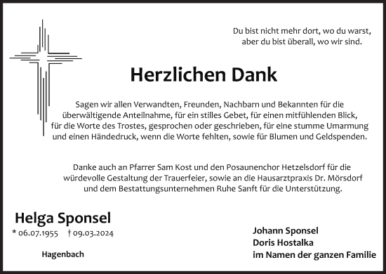 Anzeige von Helga Sponsel von MGO