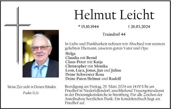 Anzeige von Helmut Leicht von MGO