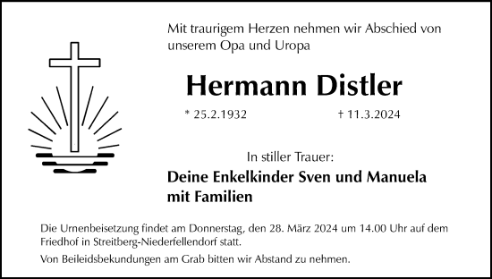 Anzeige von Hermann Distler von MGO