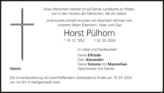 Anzeige von Horst Pülhorn von MGO