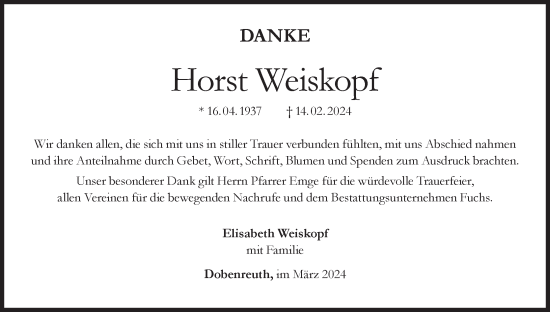 Anzeige von Horst Weiskopf von MGO