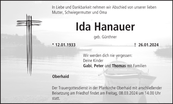 Anzeige von Ida Hanauer von MGO