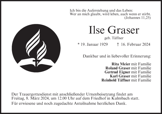 Anzeige von Ilse Graser von MGO