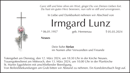Anzeige von Irmgard Lunz von MGO