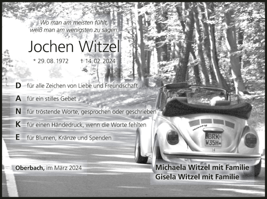 Anzeige von Jochen Witzel von MGO