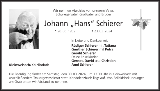 Anzeige von Johann Schierer von MGO