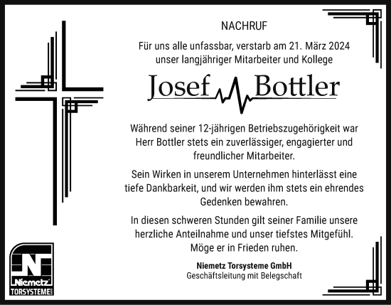 Anzeige von Josef Bottler von MGO