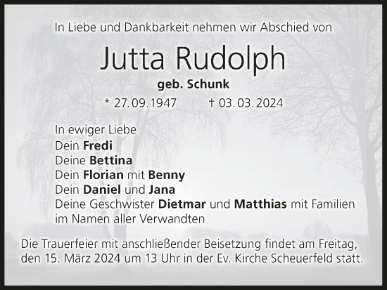 Anzeige von Jutta Rudolph von MGO
