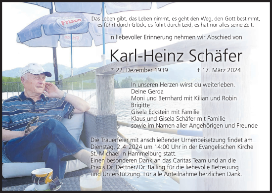 Anzeige von Karl-Heinz Schäfer von MGO