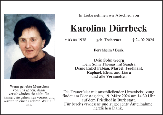 Anzeige von Karolina Dürrbeck von MGO