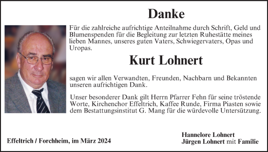 Anzeige von Kurt Lohnert von MGO