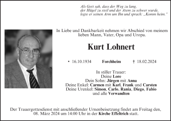 Anzeige von Kurt Lohnert von MGO