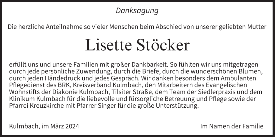 Anzeige von Lisette Stöcker von MGO