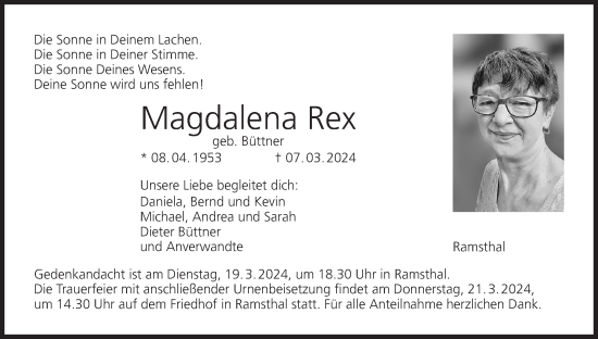 Anzeige von Magdalena Rex von MGO