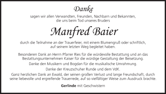 Anzeige von Manfred Baier von MGO