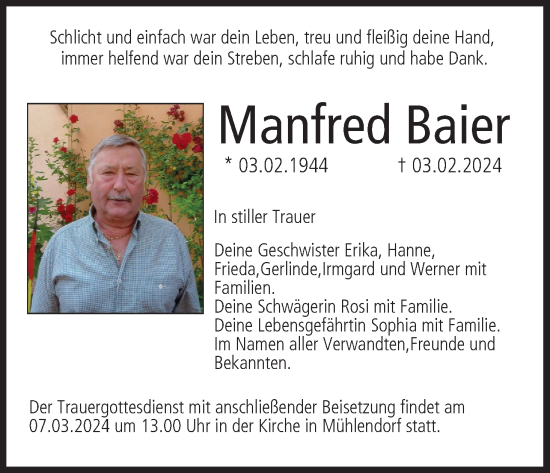 Anzeige von Manfred Baier von MGO