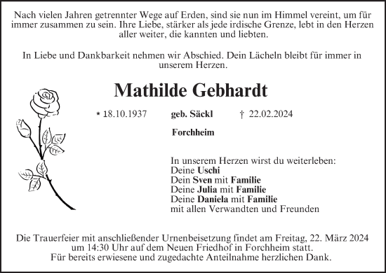 Anzeige von Mathilde Gebhardt von MGO