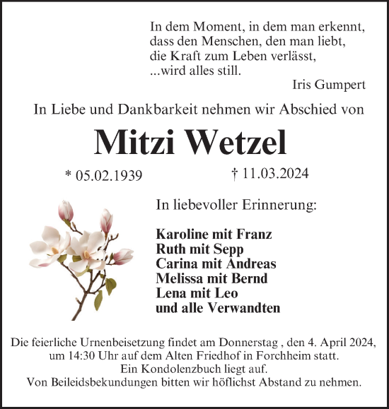 Anzeige von Mitzi Wetzel von MGO