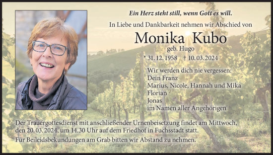Anzeige von Monika Kubo von MGO
