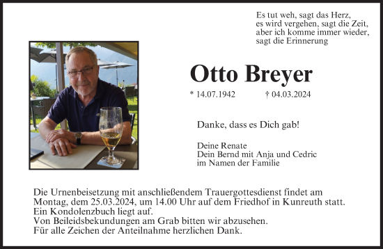 Anzeige von Otto Breyer von MGO