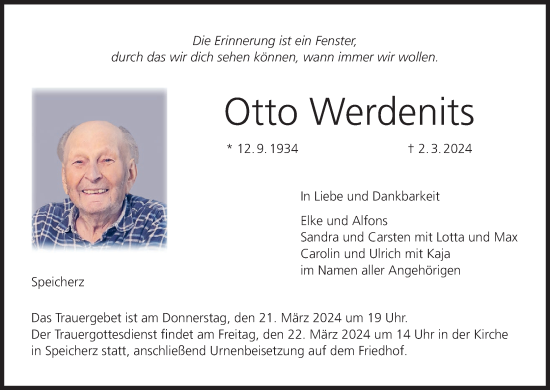 Anzeige von Otto Werdenits von MGO