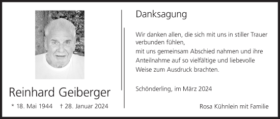 Anzeige von Reinhard Geiberger von MGO
