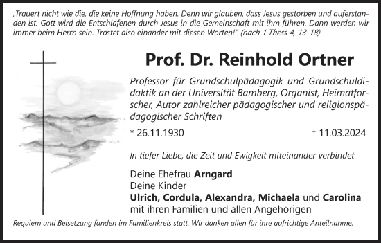Anzeige von Reinhold Ortner von MGO