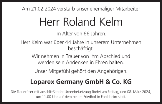 Anzeige von Roland Kelm von MGO