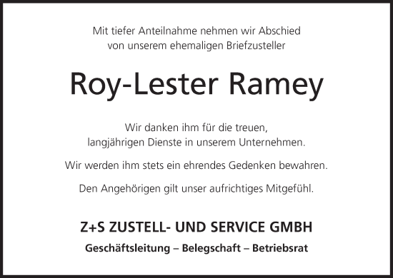 Anzeige von Roy-Lester Ramey von MGO