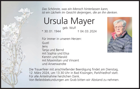 Anzeige von Ursula Mayer von MGO